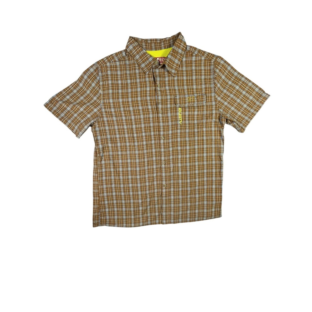 Rusty‎ Red Experimental Division Shirt Mens XL Brown Plaid Mesh Lined Button Up